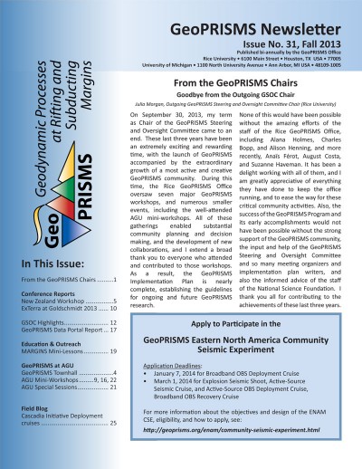 GeoPRISMS Newsletter Fall 2013 issue 31